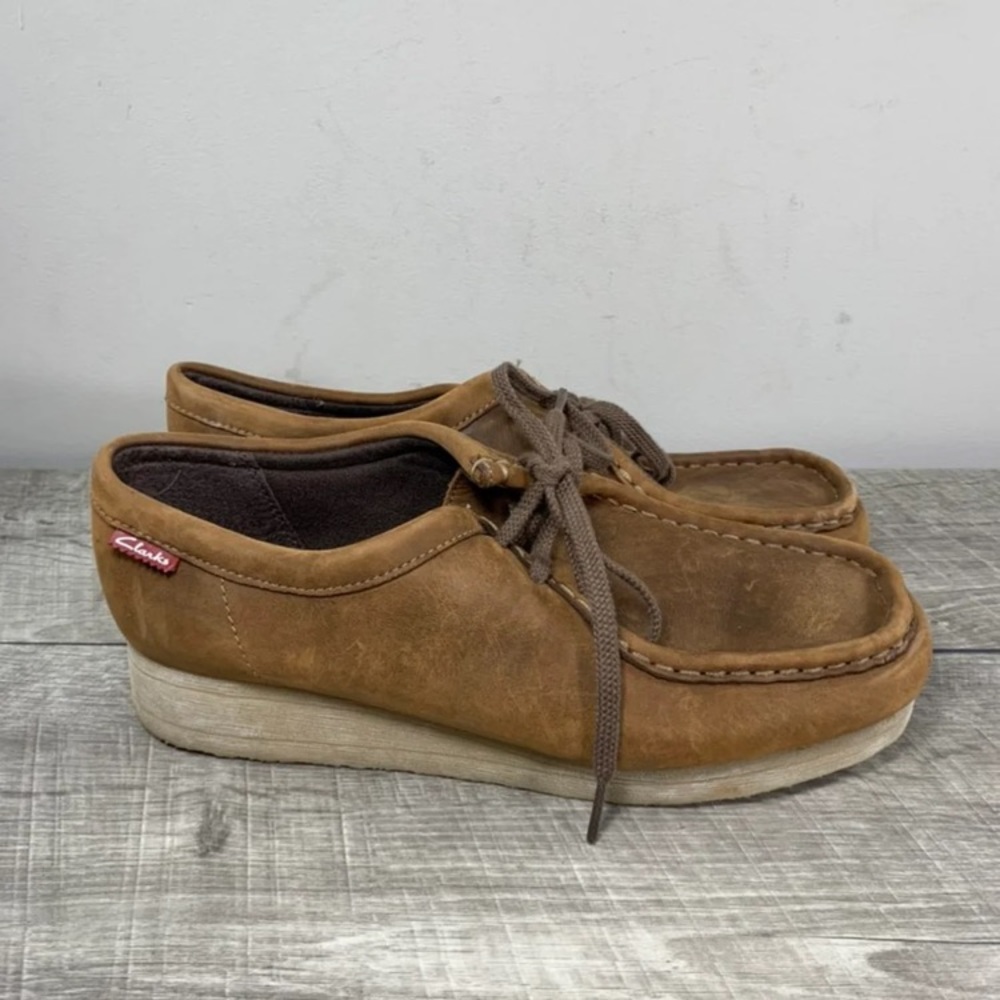 Clarks Brown Leather Moccasin Wallabee-Style Shoes